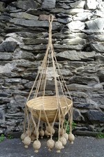 Huge Vtg Heidi Handicrafts India Rattan Bo Ho Unusual  Hanging Planter &  Basket