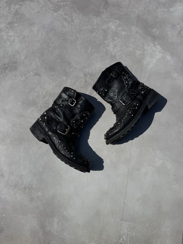 Ash studded black leather - black,