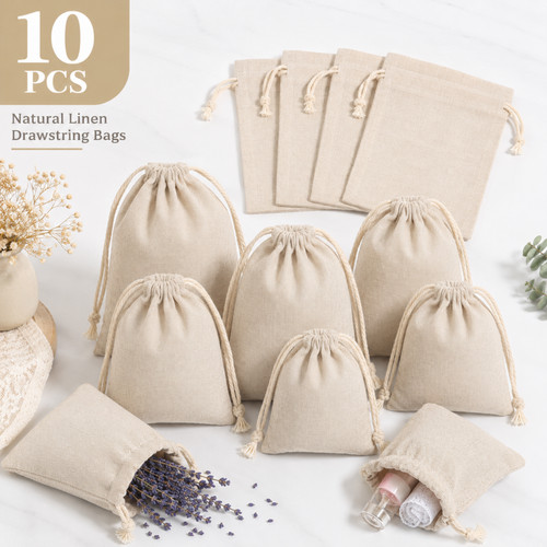 10pcs linen drawstring gift - 10pcs,