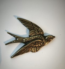 Vintage Brass Flying Swallow Bird Wall Plaque