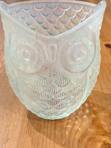 Frosted glass owl votive - frosted,