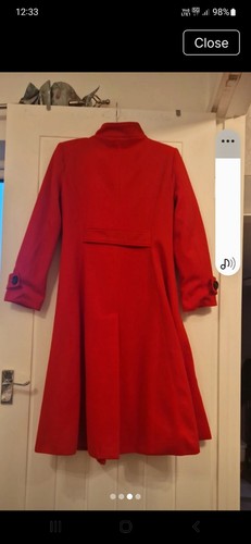 Ladies red long coat fully - red,