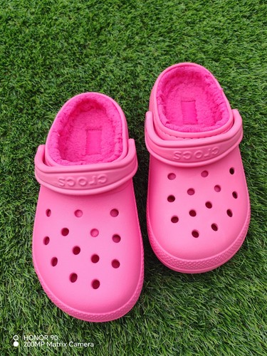 Women pink crocs with fleece - women,