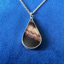 Derbyshire Blue John Double Sided Sterling Silver Pendant - BJGB Sheffield 1984