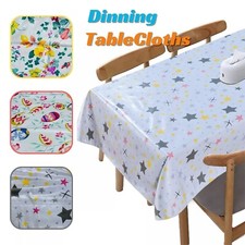 Wipeable Table Cloths Wipe Clean Rectangular Fabric and PVC Table Protector