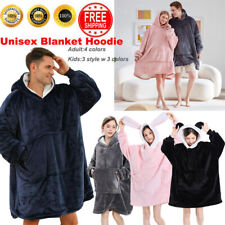 Hoodie Blanket Oversized Sherpa Fleece Hooded/Snuggle Lounge Poncho Adult Kids