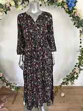Joules Hadley V Neck Dress UK 6 8 10 12 14 16 26 Black Bird Print Belted Pockets
