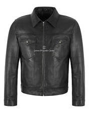 Mens Trucker Zip Front Leather