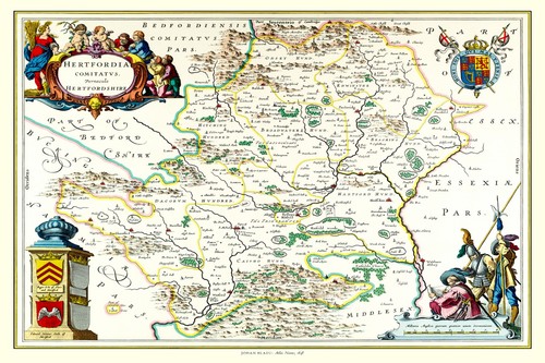 Old map hertfordshire 1648 - of,