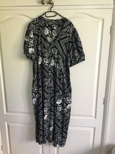 Next Long Dress Size 18 Black with White Flowers with Pockets &Tie Belt.