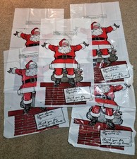 x5 VINTAGE Father Christmas Gift Sack Present Bag PLASTIC Santa Claus RETRO XMAS