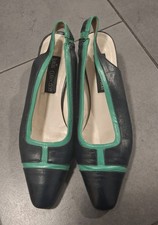 Vintage Leather Mod Scooter Soul Navy And Green Shoes Size 6, 1960s/1970s