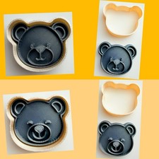 2 Teddy Bear Faces  3cm Cookie