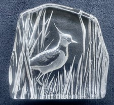 Large Mats Jonasson Lapwing Paperweight 18cm Granite Base RARE LIMITED EDITION