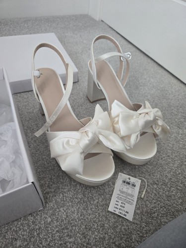 Off white satin bow - off, flatform