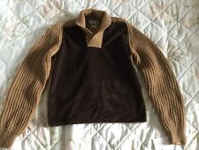 Brenire Men's Jumper Sz S 100% Wool Beige & Brown Made in Scotland 