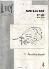 Lely Welger Round Baler RP502 & RP520 Operators Manual