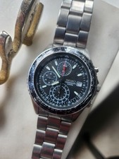 Vintage, 2008, BLACK, SEIKO FLIGHTMASTER, CHRONO MENS QUARTZ WATCH, 7T92-0CF0
