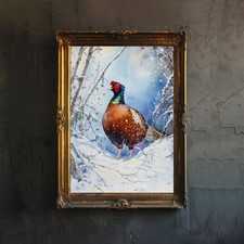 Pheasant in Winter Hedgerow
