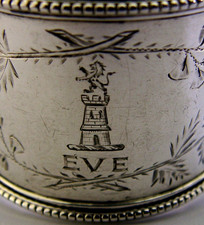 ENGLISH STERLING SILVER MIDDLETON FAMILY CREST NAPKIN RING 1880 ANTIQUE EVE