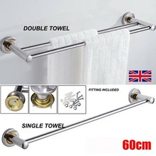 60cm Single Double Towel Rail Rack Holder Wall Mounted Bathroom Kitchen UK