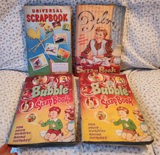 LARGE 1950S SCRAP BOOKS X 4 CHRISTMAS &  BIRTHDAY CARDS