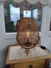  Large Hand Made  Bamboo Floor or Table Lamp with Spiral Bulb.