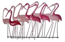 FLAMINGOS pink or silver/black METAL WALL ART  wall sculpture 69 cm wide x 44 cm