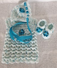 Crochet Dress, Bonnet &