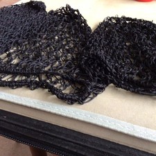 3 MESH BLACK CROCHET HAIR NET RAYON KNIT SNOODS ONE SIZE