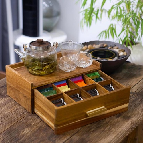 Wooden tea bag organizer - bag,
