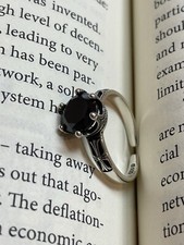 sterling silver ring cross pattern with black onyx goth 