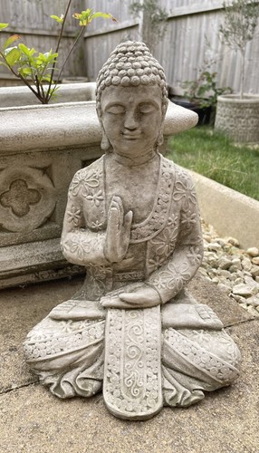 Meditating buddha stone statue - stone,