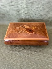 Vintage Mapsa Wooden Inlay Musical Box Jewelry Box Swiss Italy