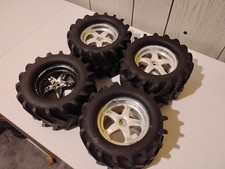 Traxxas Emaxx Wheels And Tires. Nice Shape. Good Tread Good Hexes. Rtr 14mm Hex