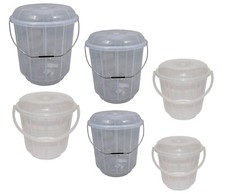 Small Large Clear Plastic Bucket with Lid Carry Handle Storage Container Caddy