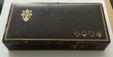 Edwardian Black Lacquered Playing Card Box 15 x 10 cm