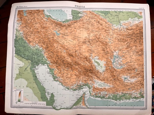 1922 antique map - :, persia