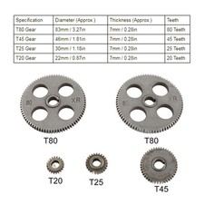5Pcs Lathe Gear Metal T80 T45