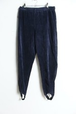 M&S Vintage 90s Velvet Stirrup Leggings - Blue - Si ze 14 (g44)