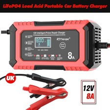 12V 8A Car Smart Battery Charger For LiFePO4 Lead Acid AGM Multi-Stage Tricke