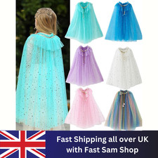 Little Girls Sequins Tulle Cape Children Princess Party Dress Up Summer Costumes