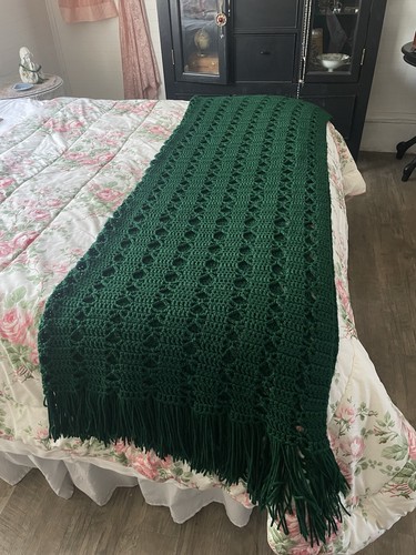 Vintage afghan fringed deep - afghan,