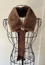 Accessorize Faux Fur Collar With Brown Ribbon One Size