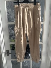 Ladies Beige Cargo Joggers #