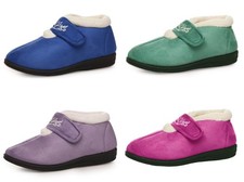 Ladies Embroidered Easy Access Touch & Close Adjustable Slippers