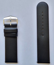 Hirsch Scandic Calf Leather Watch Strap Black 22mm Silver Coloured Buckle QR