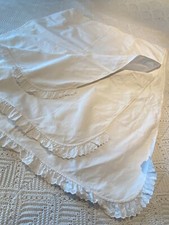 ANTIQUE HANDMADE COTTON TWILL BRODERIE ANGLAIS RUFFLE COVERS 29"W X 36"L