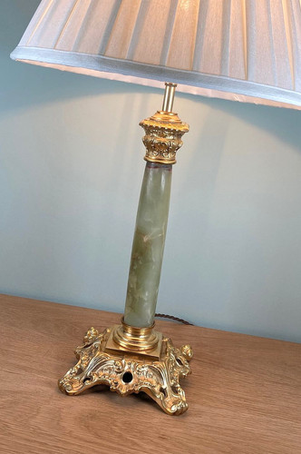 Antique onyx and brass column - and,