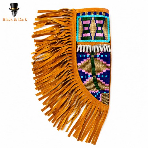 Beaded leather knife - leather, sheath